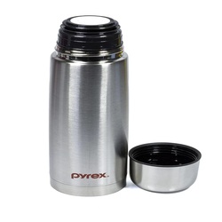 Pyrex Stainless Steel Push Lid Insulated 24 Hours Hot or Cold Bottle Flask 500ml